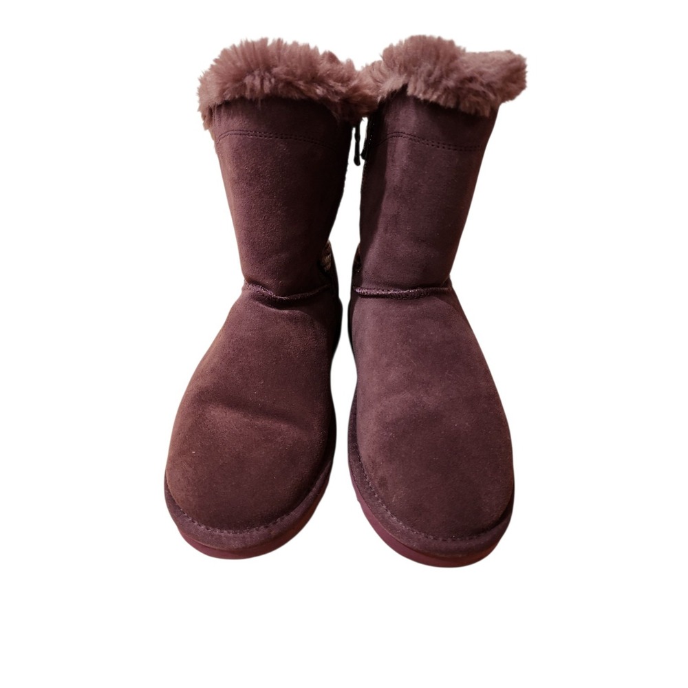 Lamo Womens Boots Faux Fur Trim Knit Accent Pull On‎ Brown Winter